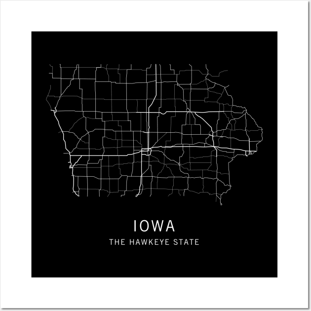 Iowa State Road Map Wall Art by ClarkStreetPress